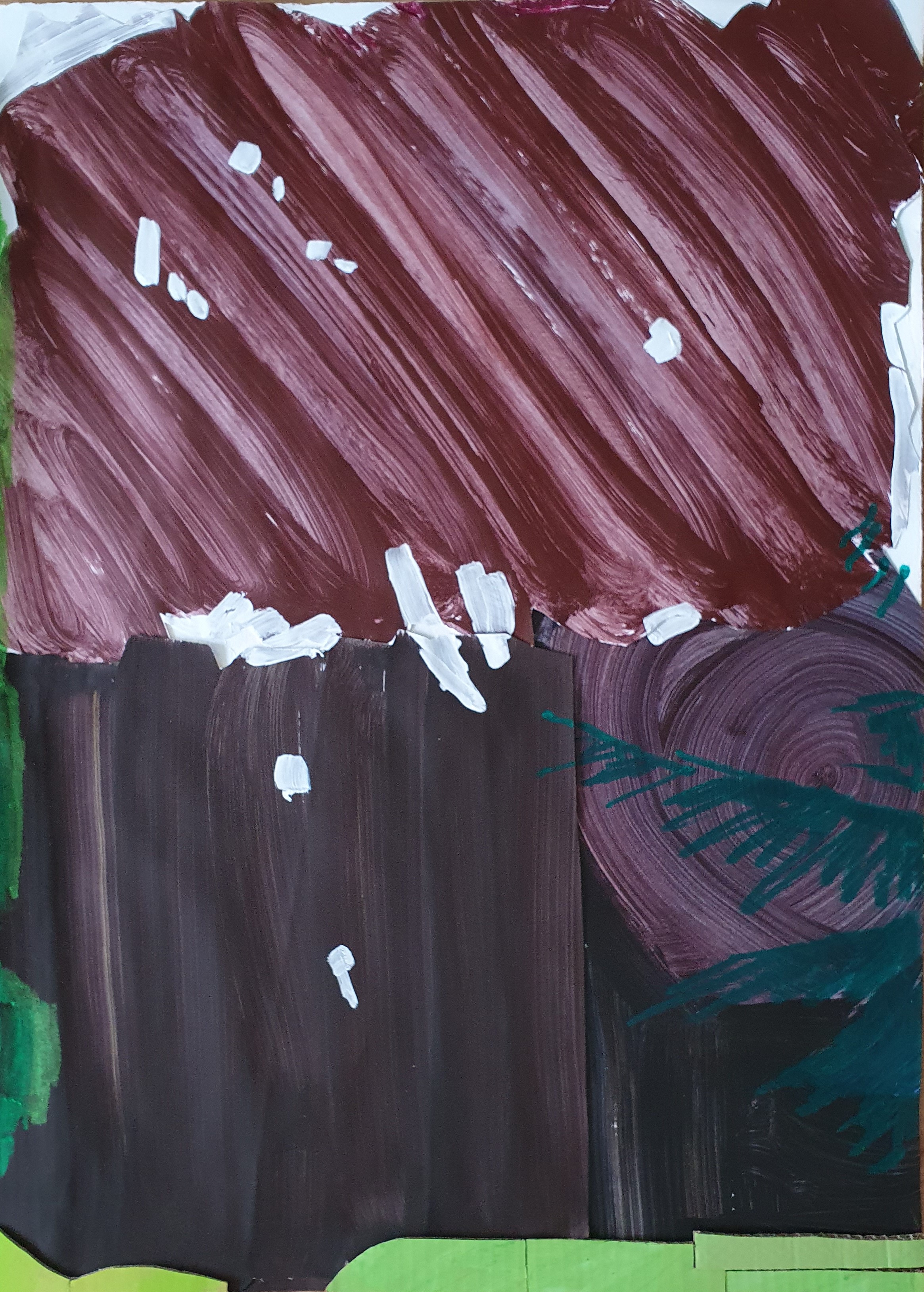 Dorine van der Ploeg Berg III 78 x 56 cm acryl collage op papier